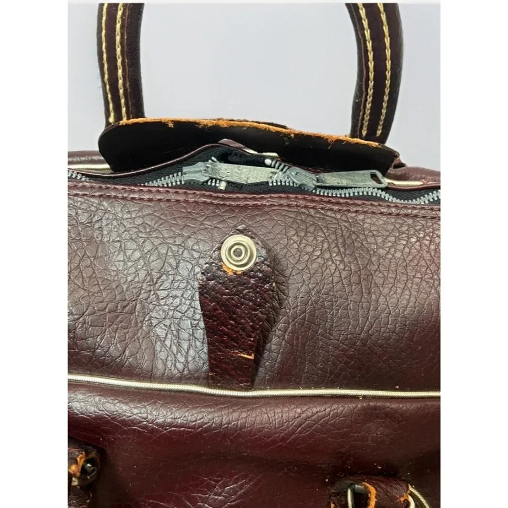 Vintage 1960s PGA Pro Golf Duffel Weekend Bag Burgundy Leather PRO ONLY USA